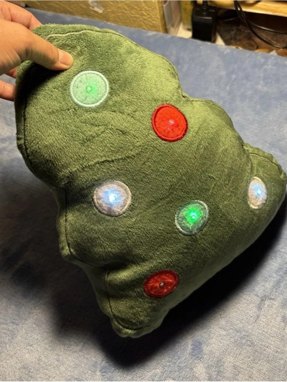 Christmas Tree Shaped Decorative Plush Pillow Green Red Fabric Ornaments
